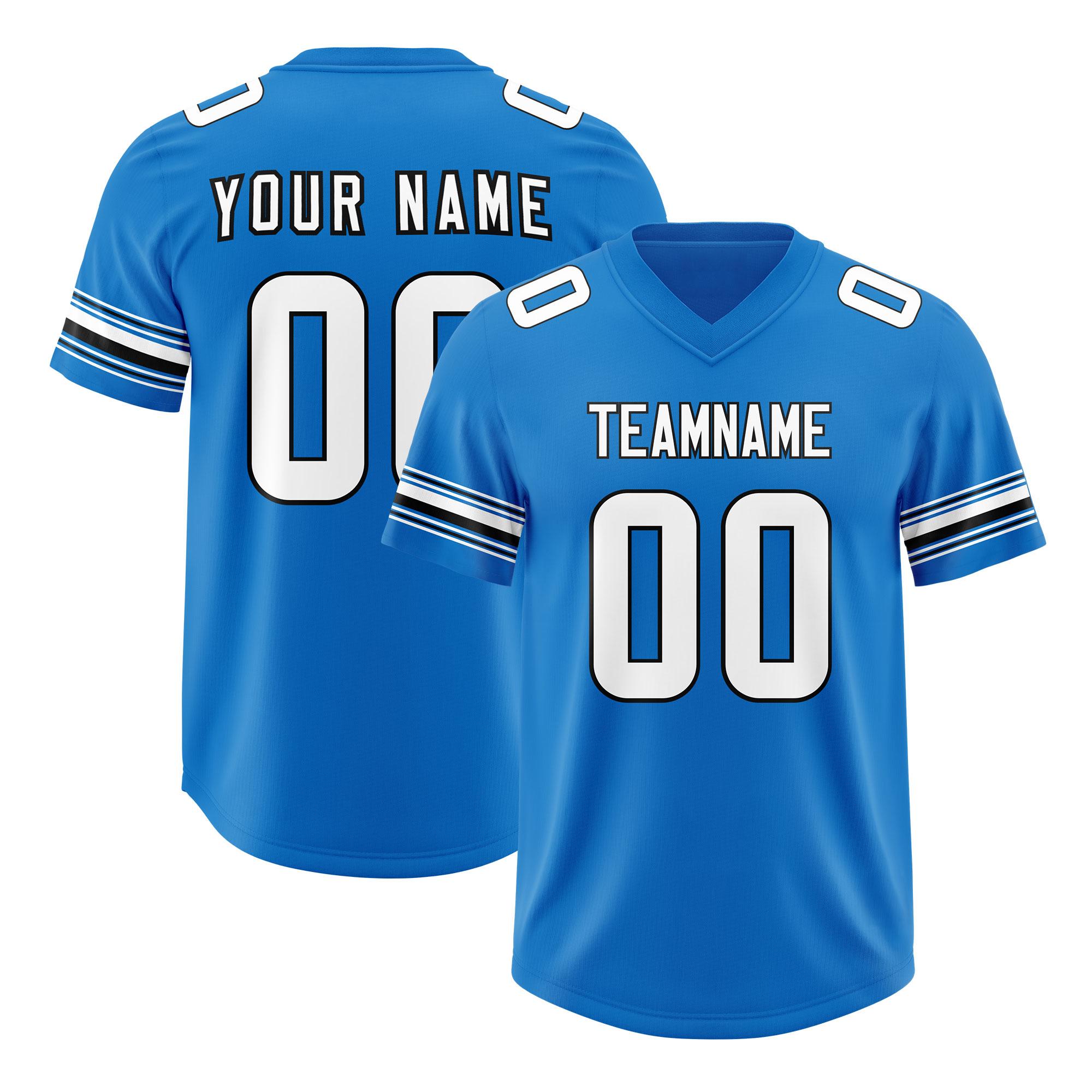 Custom Panther Blue White Retro Personalized Sleeve Line Authentic Football Jersey