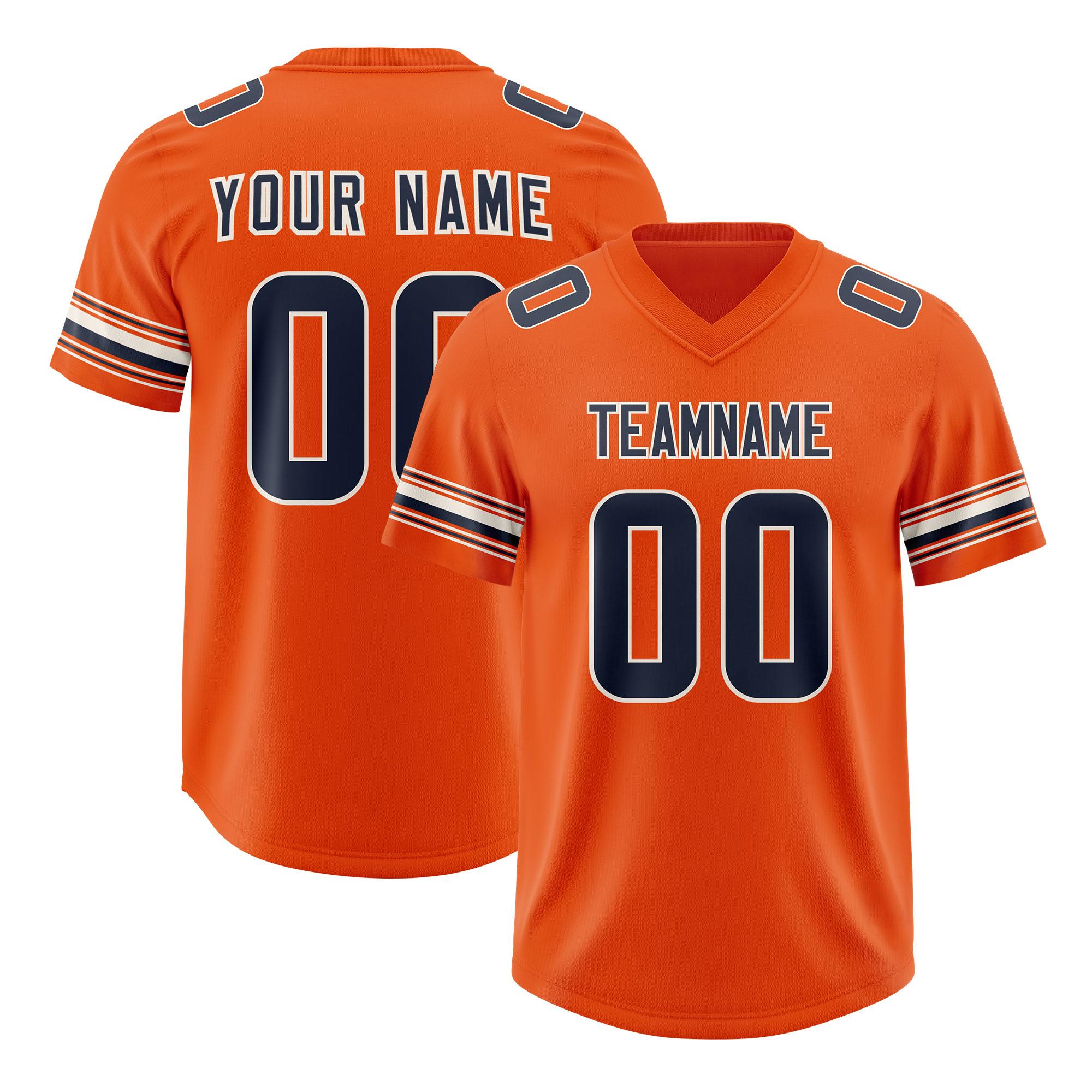 Custom Orange Navy Retro Personalized Sleeve Line Authentic Football Jersey