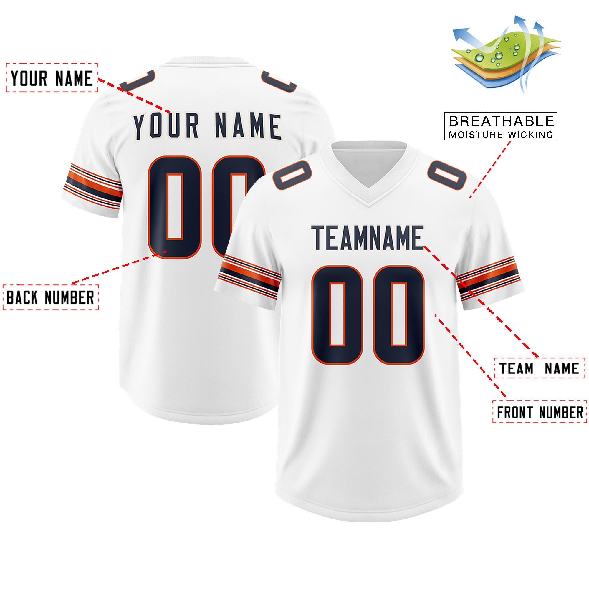 Custom White Navy Retro Personalized Sleeve Line Authentic Football Jersey