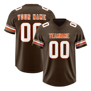 Custom Brown White Retro Personalized Sleeve Line Authentic Football Jersey