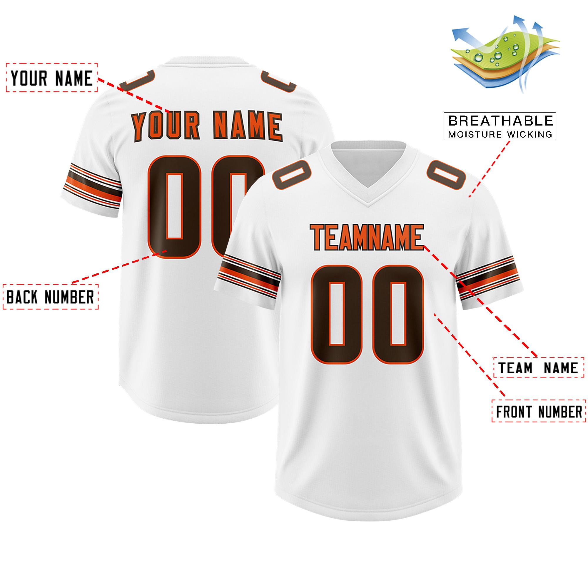 Custom White Brown Retro Personalized Sleeve Line Authentic Football Jersey