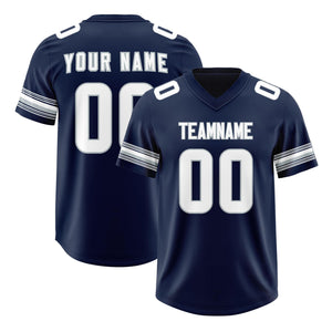 Custom Navy White Retro Personalized Sleeve Line Authentic Football Jersey