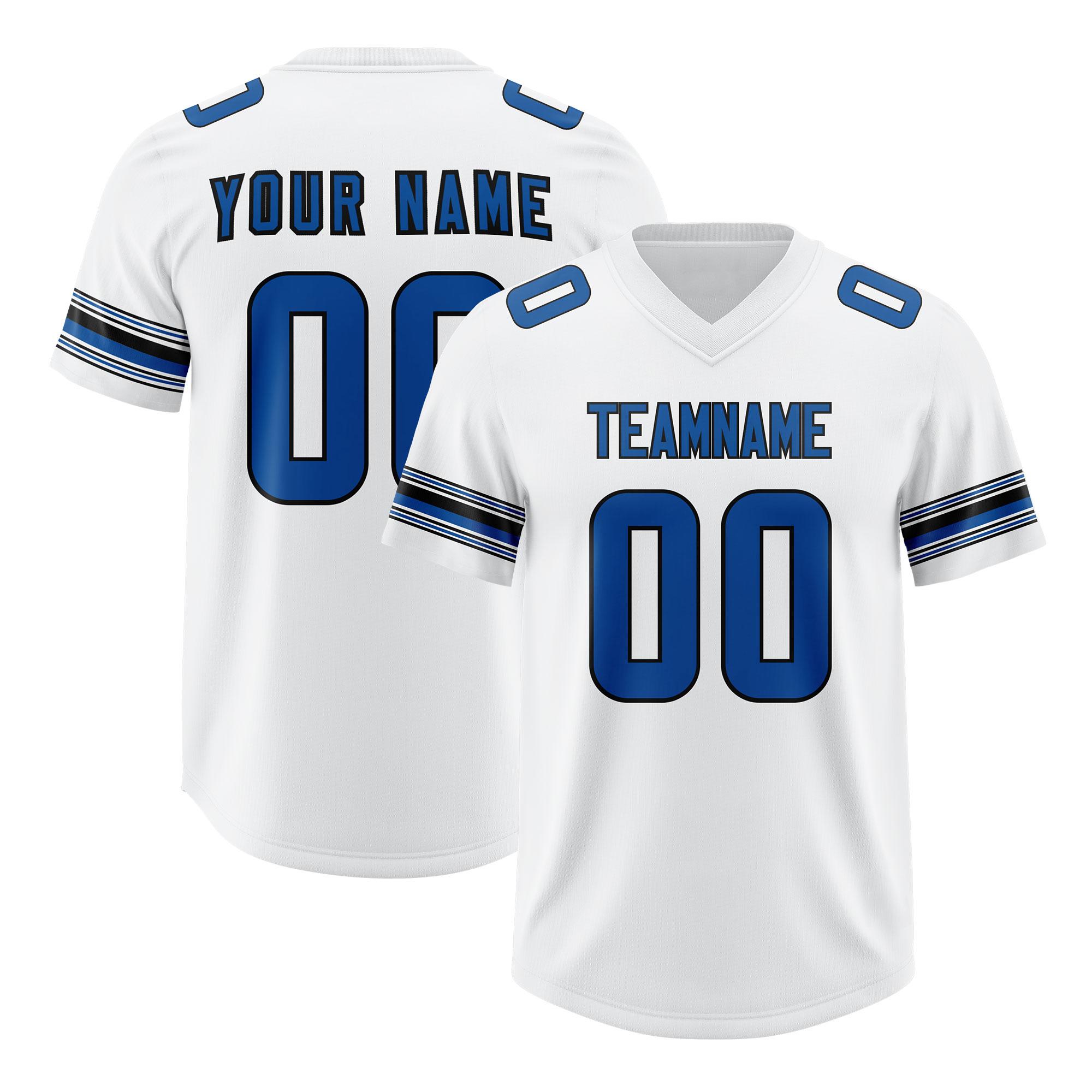 Custom White Royal Retro Personalized Sleeve Line Authentic Football Jersey