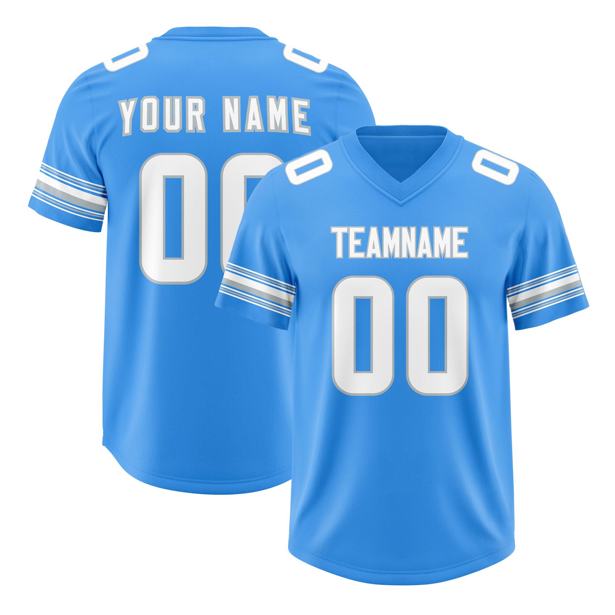 Custom Powder Blue White Retro Personalized Sleeve Line Authentic Football Jersey