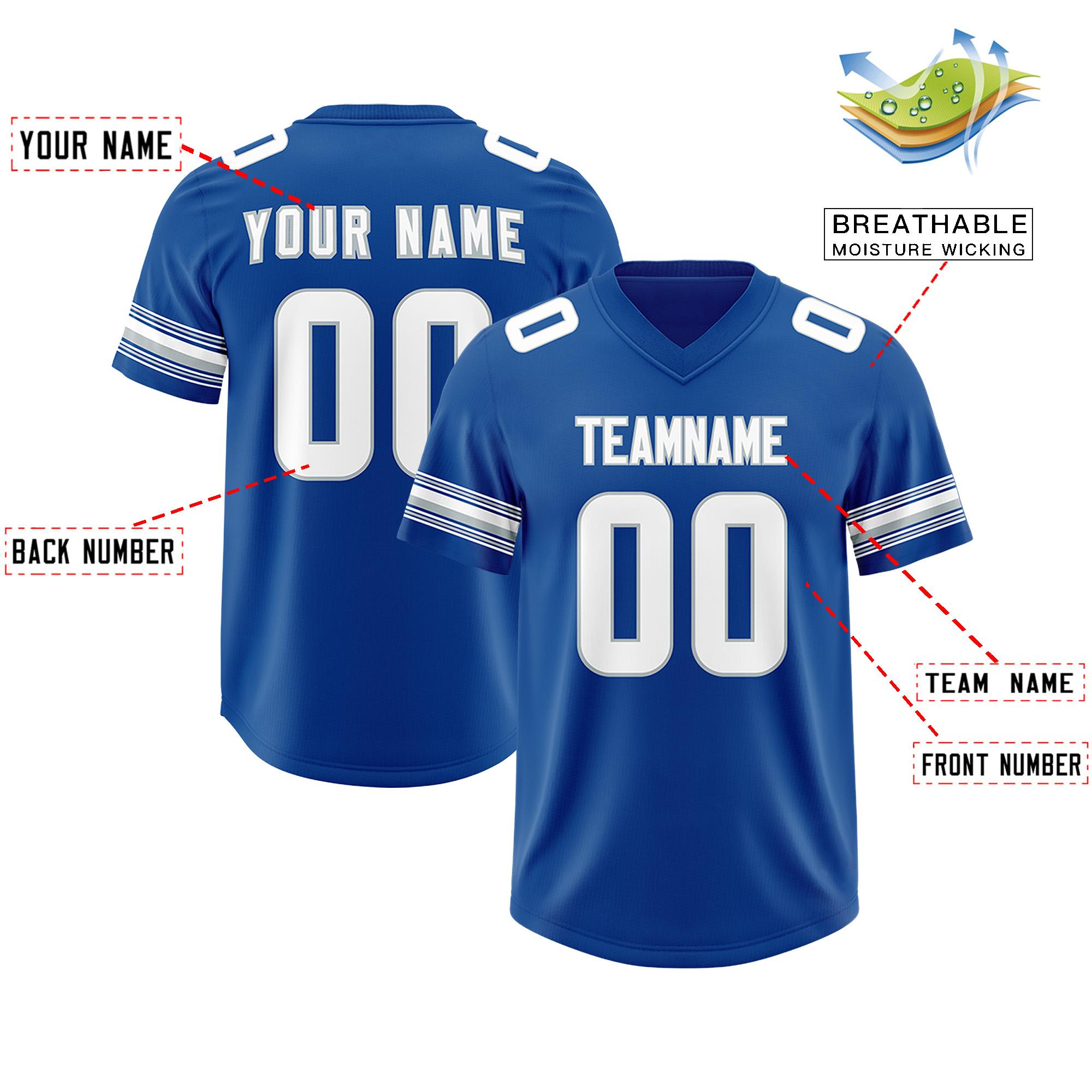 Custom Royal White Retro Personalized Sleeve Line Authentic Football Jersey