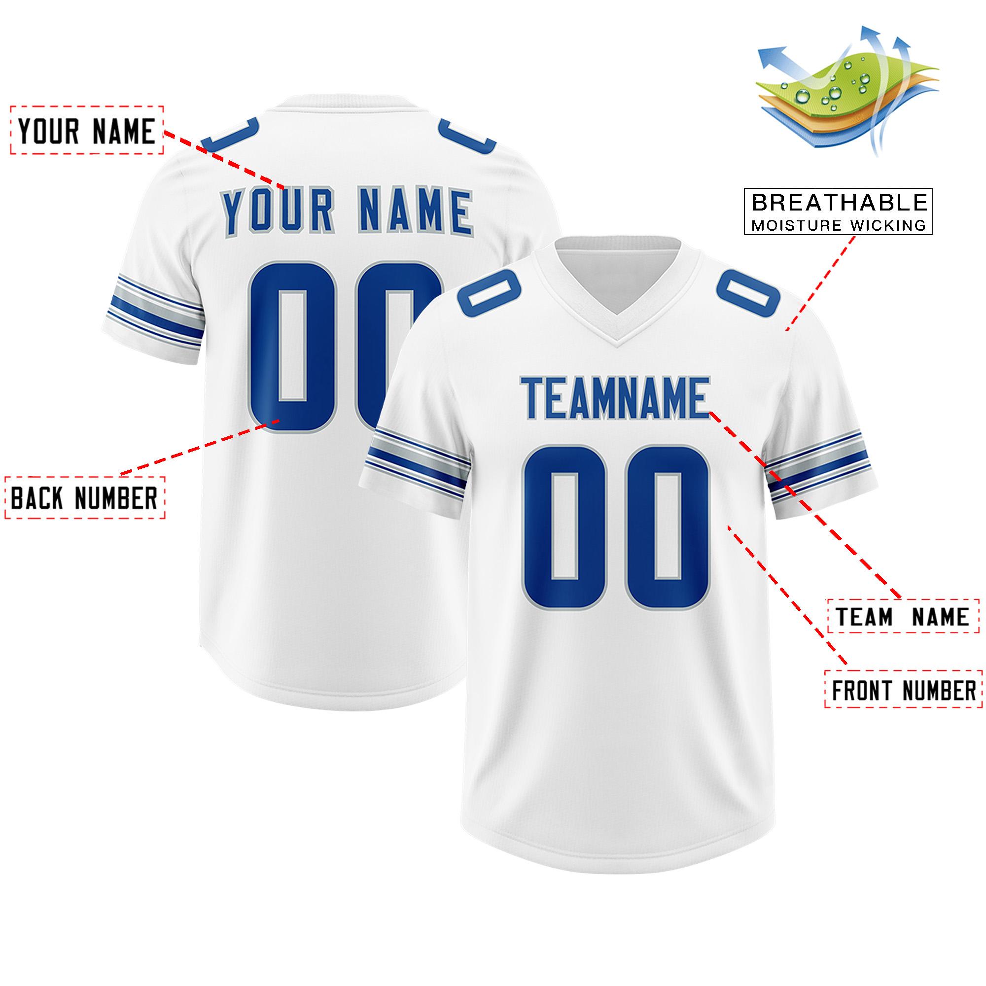 Custom White Royal Retro Personalized Sleeve Line Authentic Football Jersey