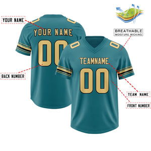 Custom Aqua Khaki Retro Personalized Sleeve Line Authentic Football Jersey