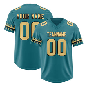 Custom Aqua Khaki Retro Personalized Sleeve Line Authentic Football Jersey