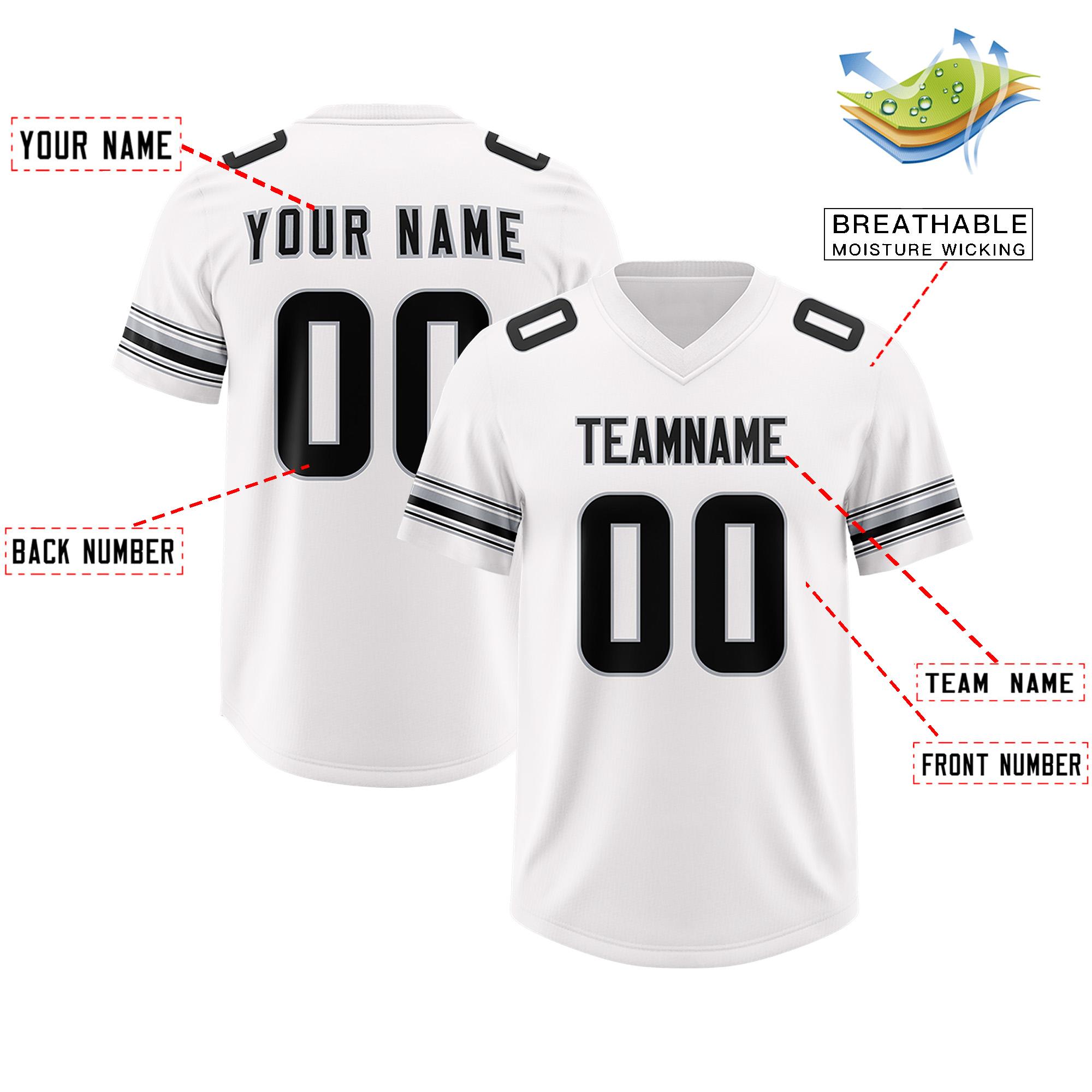 Custom White Black Retro Personalized Sleeve Line Authentic Football Jersey