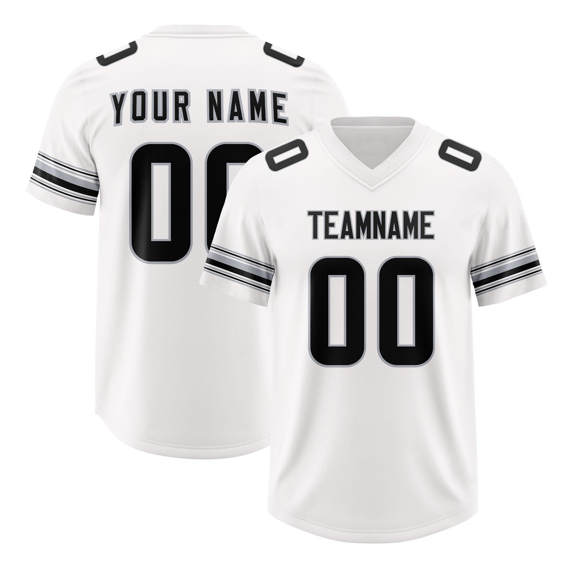 Custom White Black Retro Personalized Sleeve Line Authentic Football Jersey