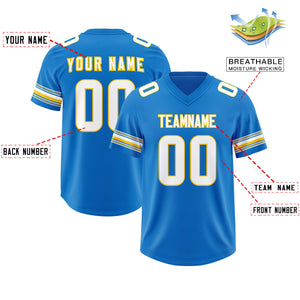 Custom Powder Blue White Retro Personalized Sleeve Line Authentic Football Jersey