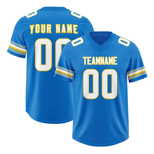 Custom Powder Blue White Retro Personalized Sleeve Line Authentic Football Jersey