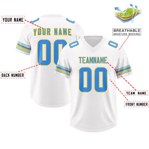 Custom White Powder Blue Retro Personalized Sleeve Line Authentic Football Jersey