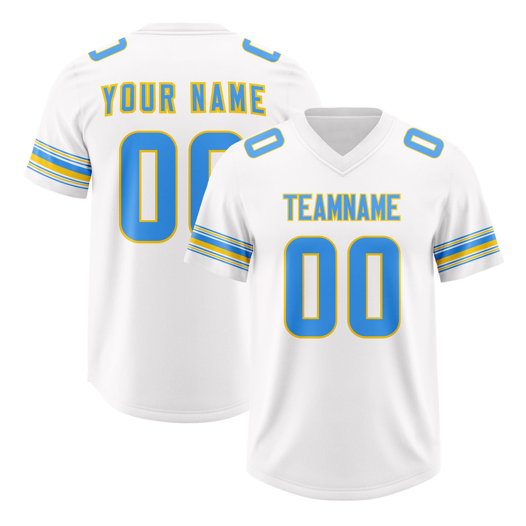 Custom White Powder Blue Retro Personalized Sleeve Line Authentic Football Jersey