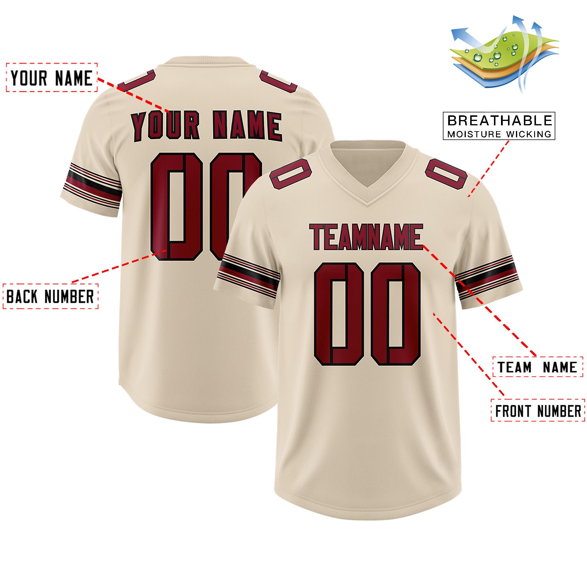 Custom Cream Red Retro Personalized Sleeve Line Authentic Football Jersey