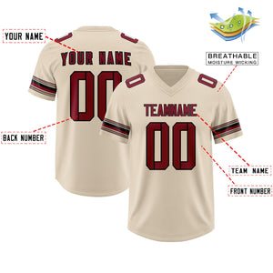 Custom Cream Red Retro Personalized Sleeve Line Authentic Football Jersey