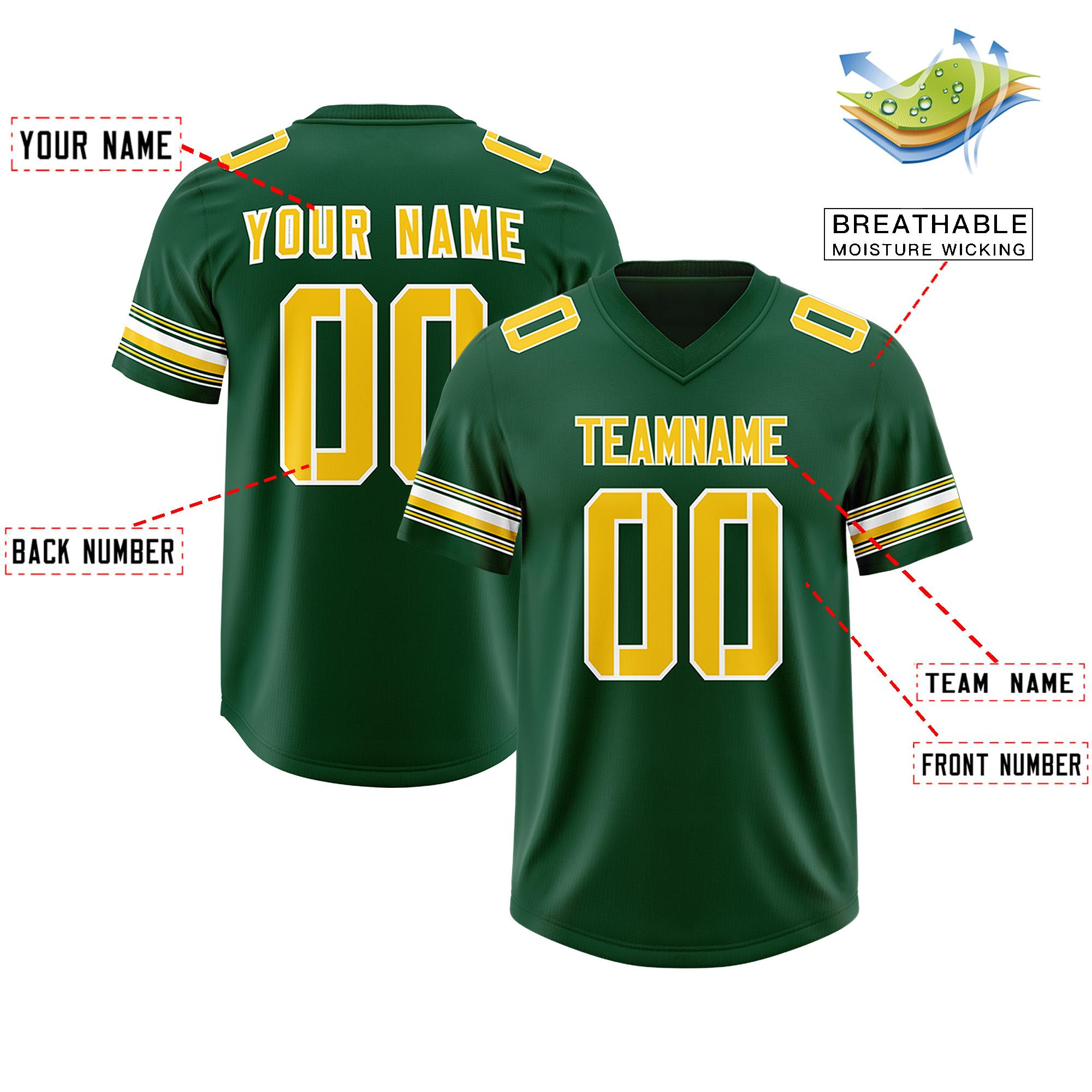 Custom Green Gold Retro Personalized Sleeve Line Authentic Football Jersey