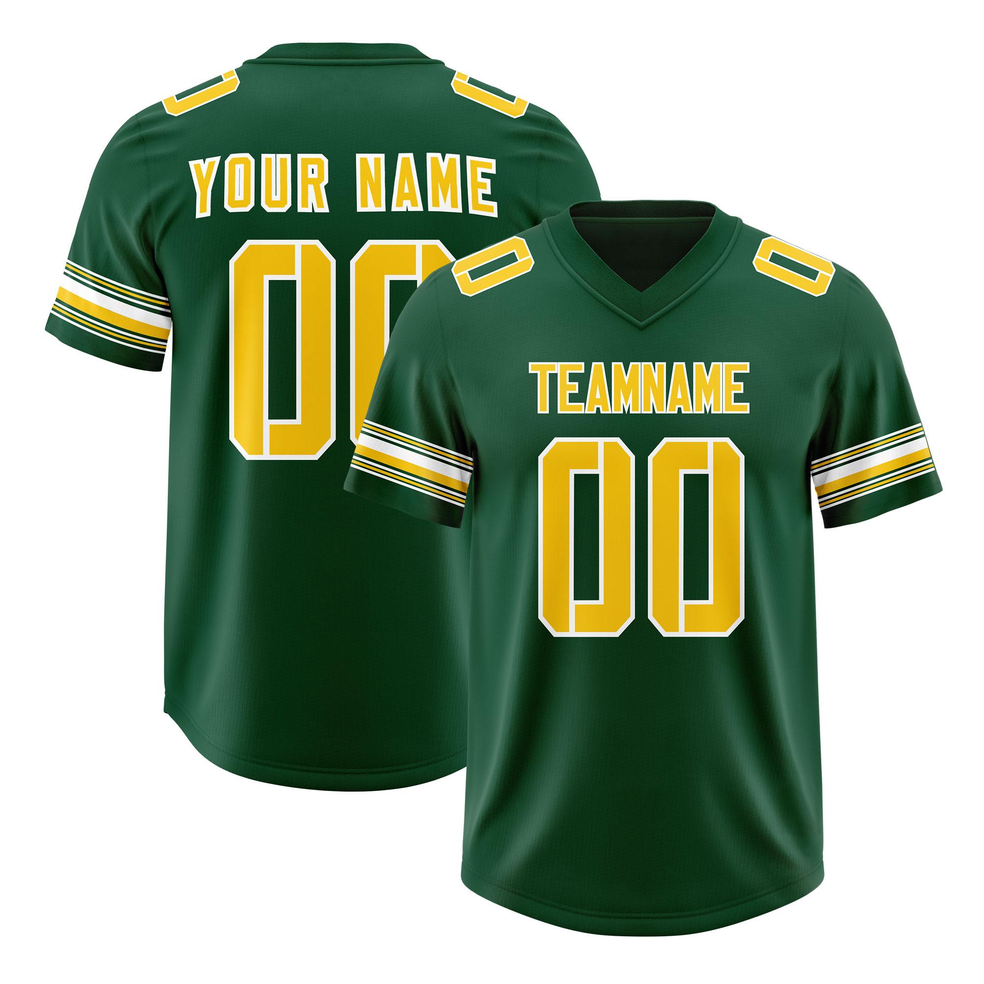 Custom Green Gold Retro Personalized Sleeve Line Authentic Football Jersey