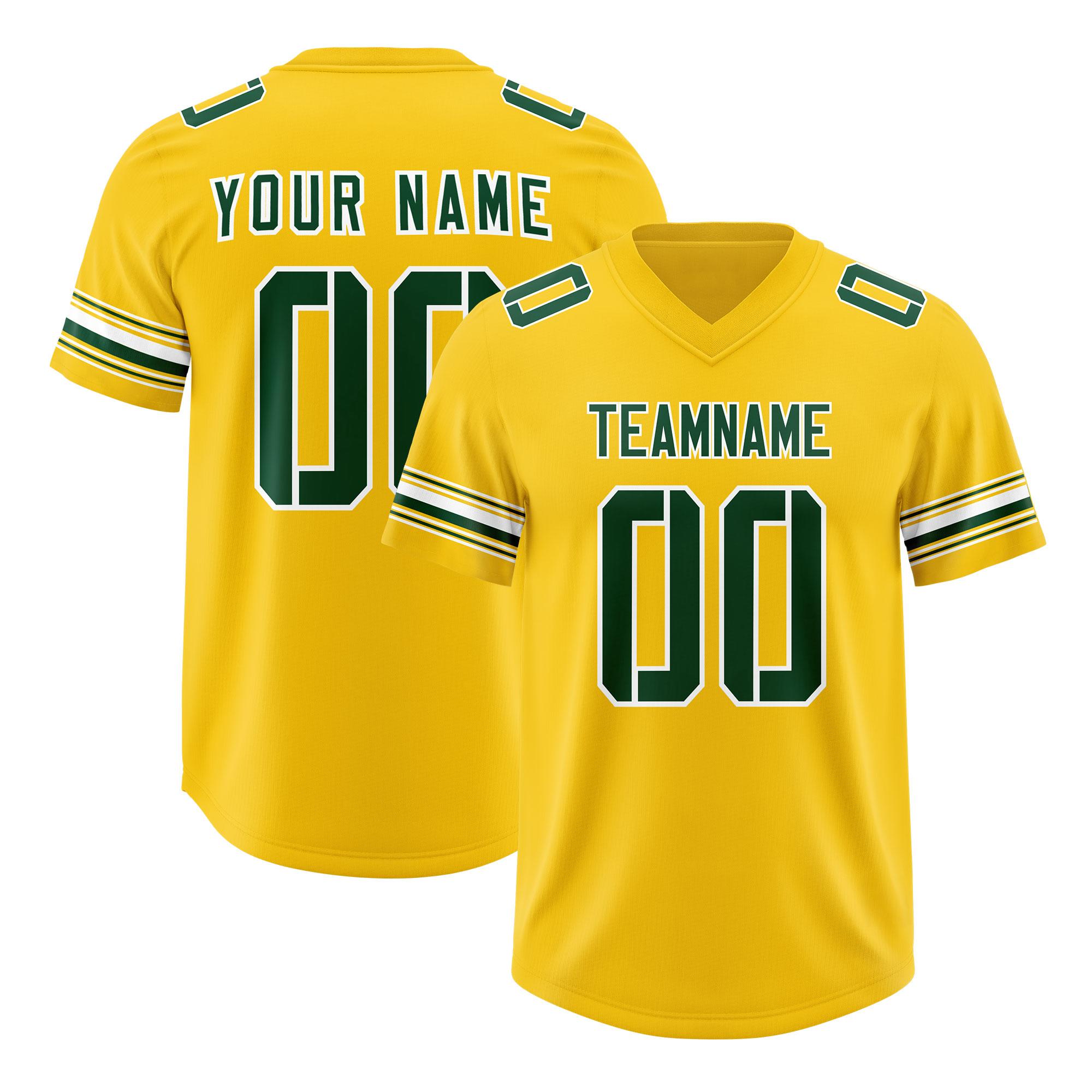 Custom Gold Green Retro Personalized Sleeve Line Authentic Football Jersey