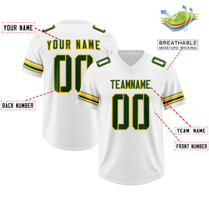 Custom White Green Retro Personalized Sleeve Line Authentic Football Jersey