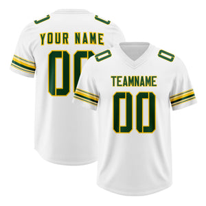 Custom White Green Retro Personalized Sleeve Line Authentic Football Jersey