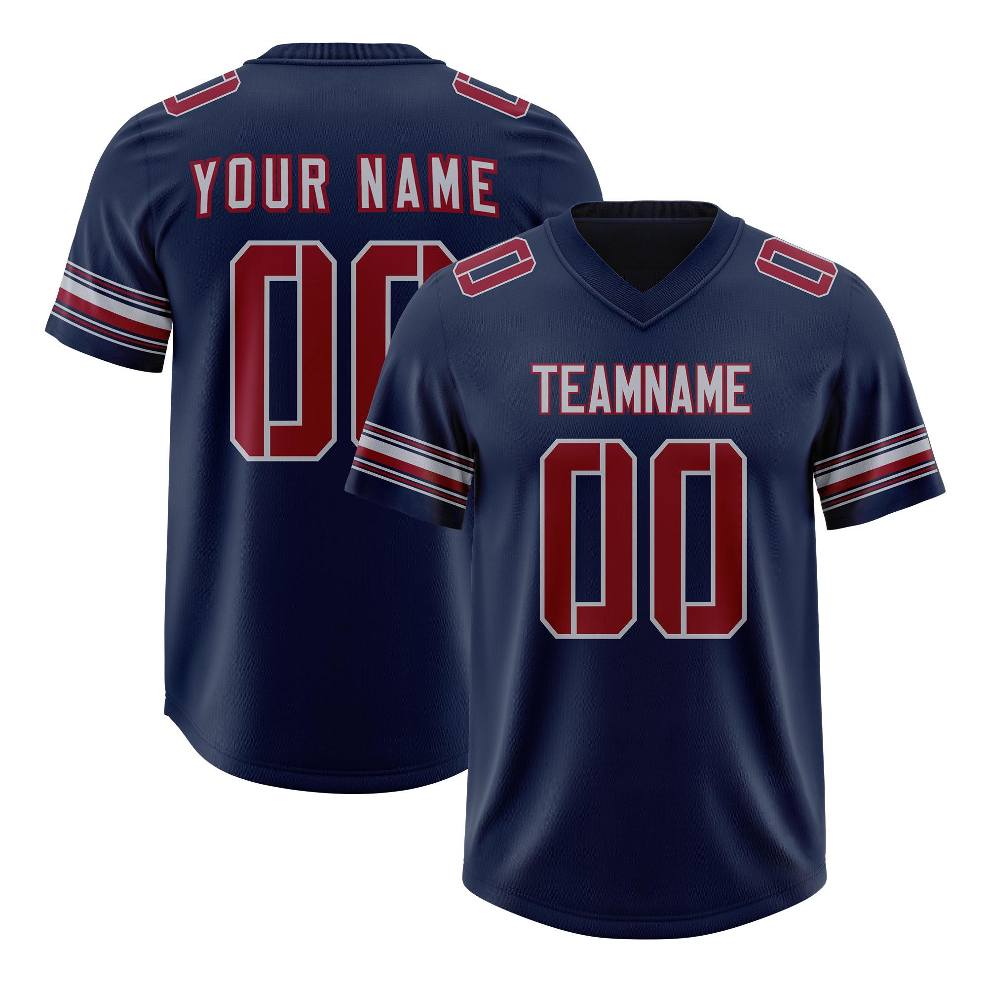 Custom Navy Red Retro Personalized Sleeve Line Authentic Football Jersey