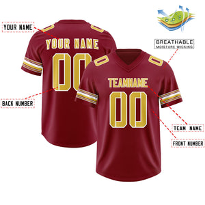 Custom Red Old Gold Retro Personalized Sleeve Line Authentic Football Jersey