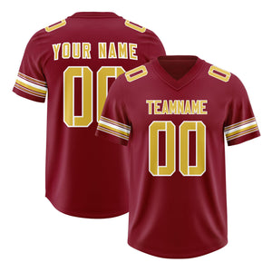 Custom Red Old Gold Retro Personalized Sleeve Line Authentic Football Jersey