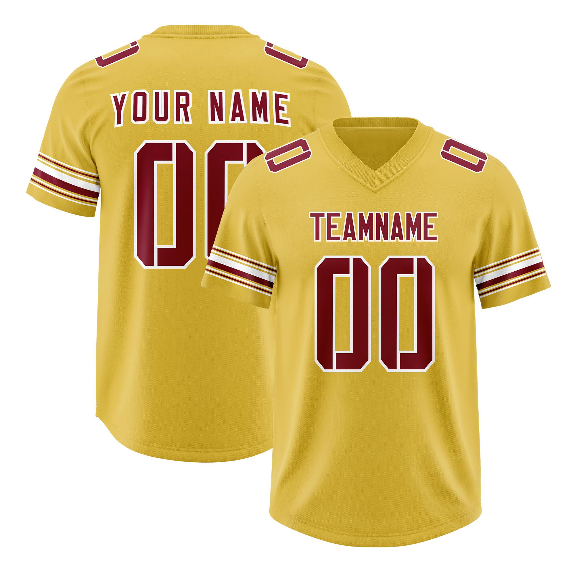 Custom Old Gold Red Retro Personalized Sleeve Line Authentic Football Jersey