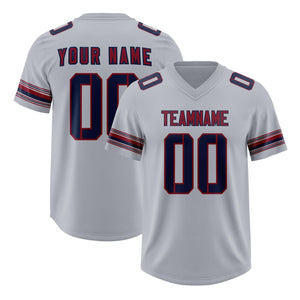 Custom Gray Navy Retro Personalized Sleeve Line Authentic Football Jersey