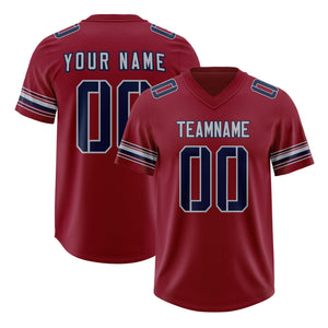 Custom Red Navy Retro Personalized Sleeve Line Authentic Football Jersey