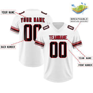 Custom White Red Retro Personalized Sleeve Line Authentic Football Jersey