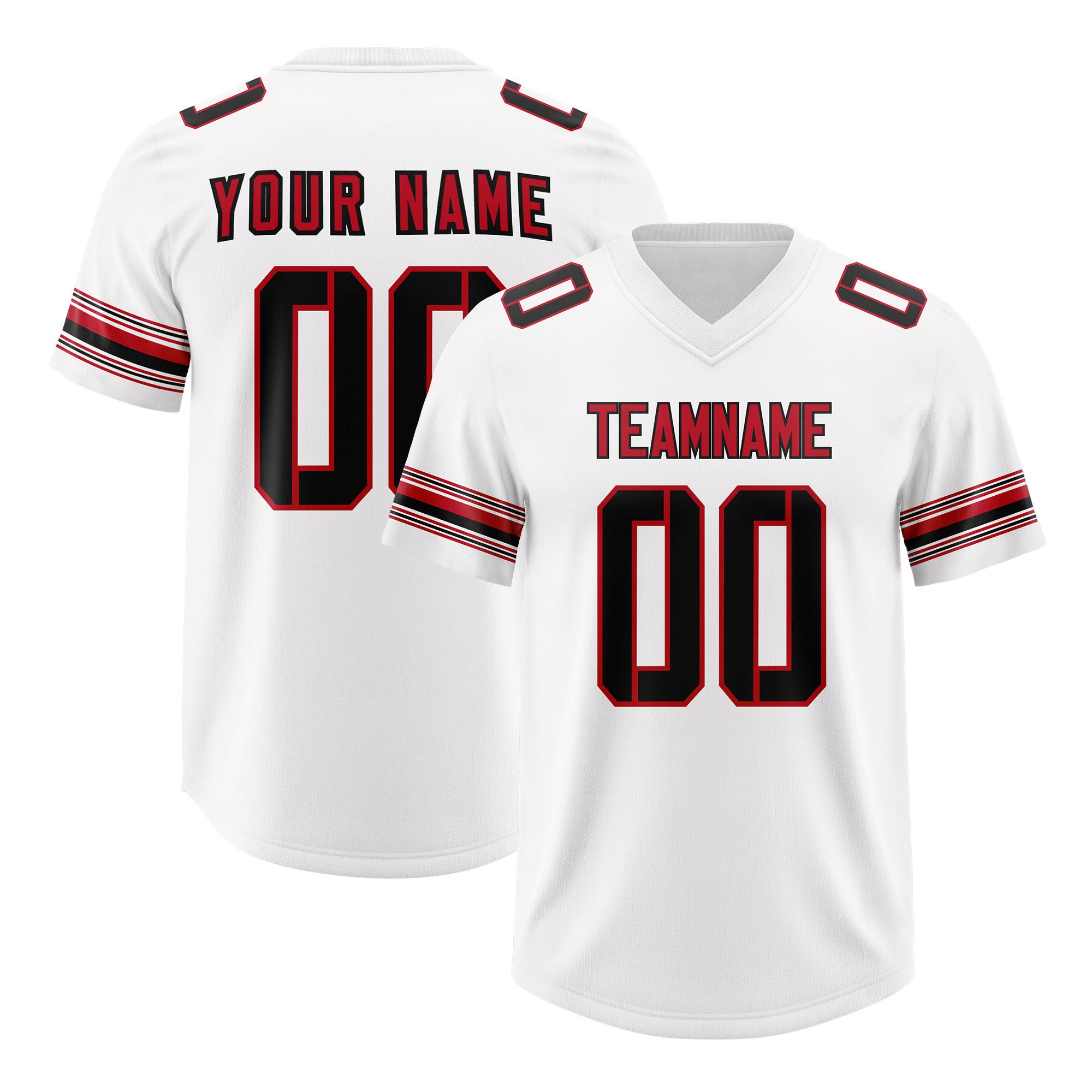 Custom White Red Retro Personalized Sleeve Line Authentic Football Jersey