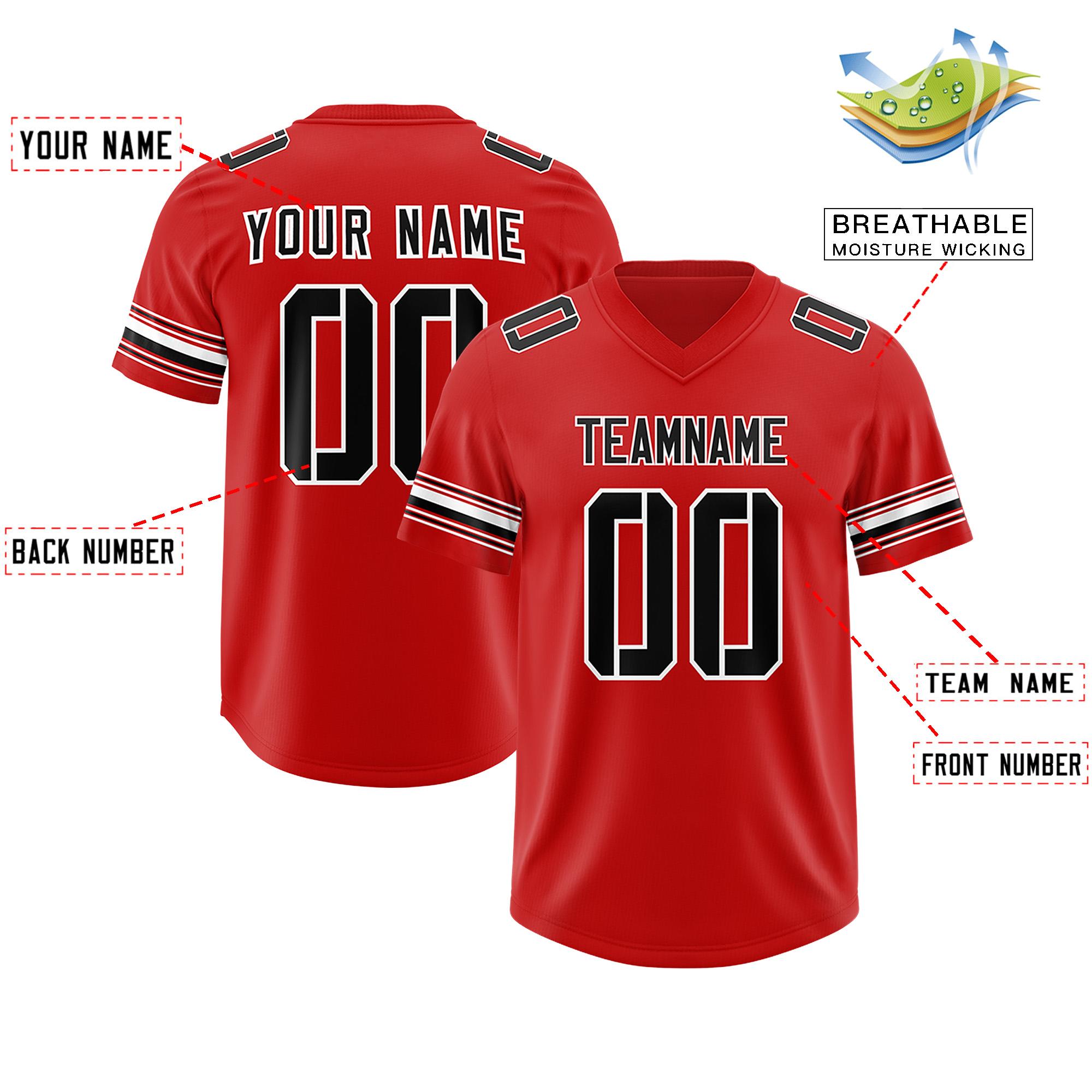 Custom Red Black Retro Personalized Sleeve Line Authentic Football Jersey