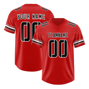 Custom Red Black Retro Personalized Sleeve Line Authentic Football Jersey