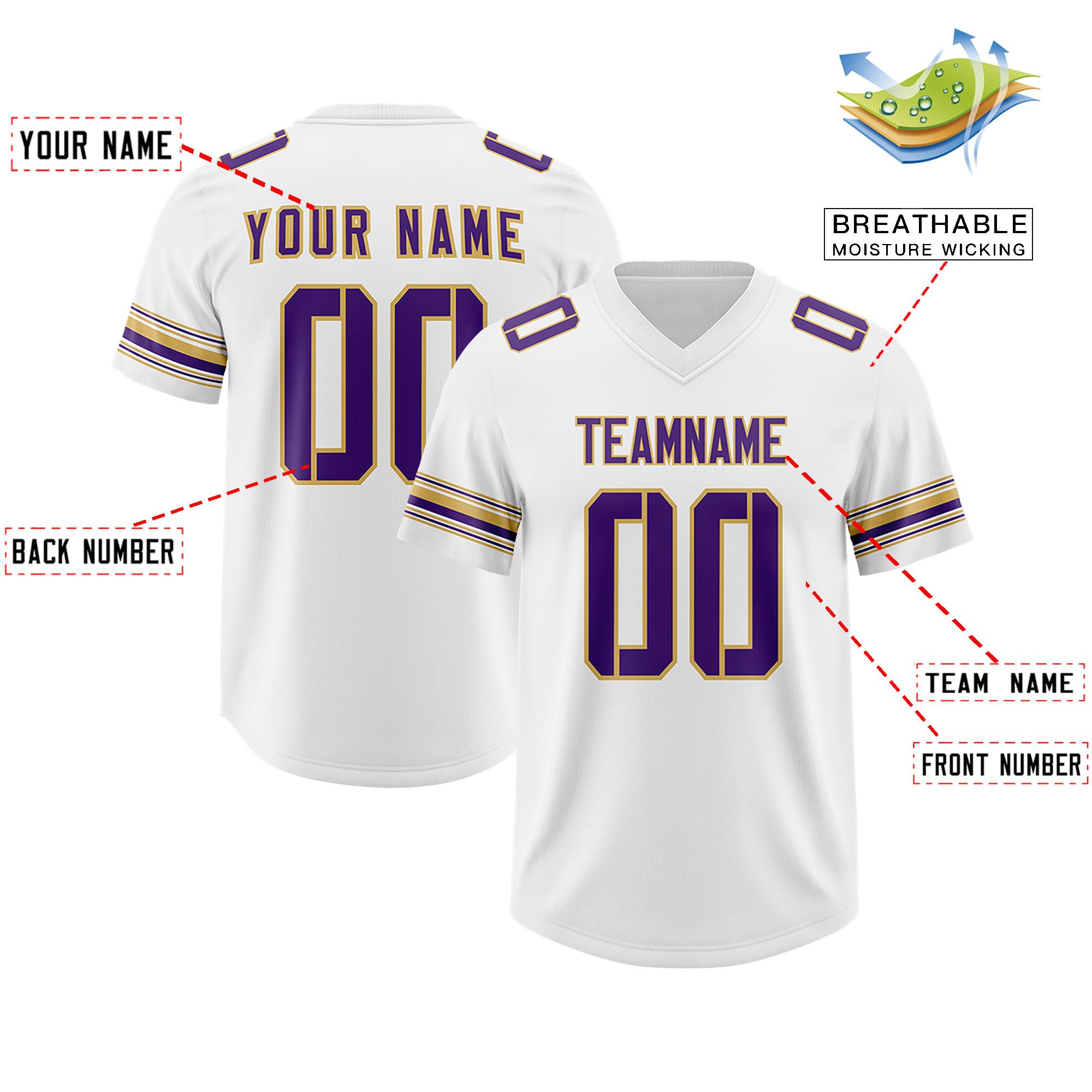 Custom White Purple Retro Personalized Sleeve Line Authentic Football Jersey