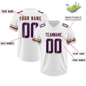 Custom White Purple Retro Personalized Sleeve Line Authentic Football Jersey