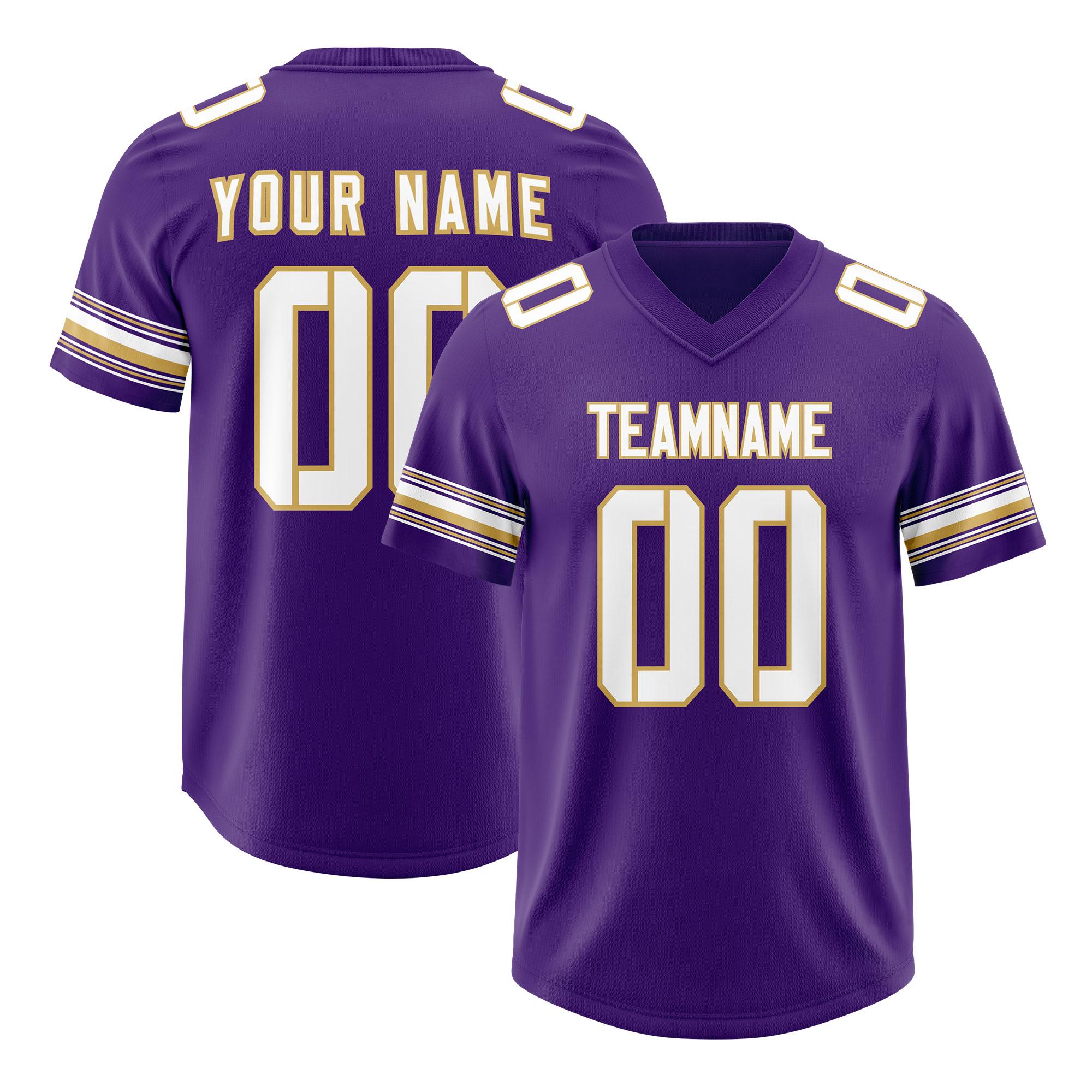 Custom Purple White Retro Personalized Sleeve Line Authentic Football Jersey