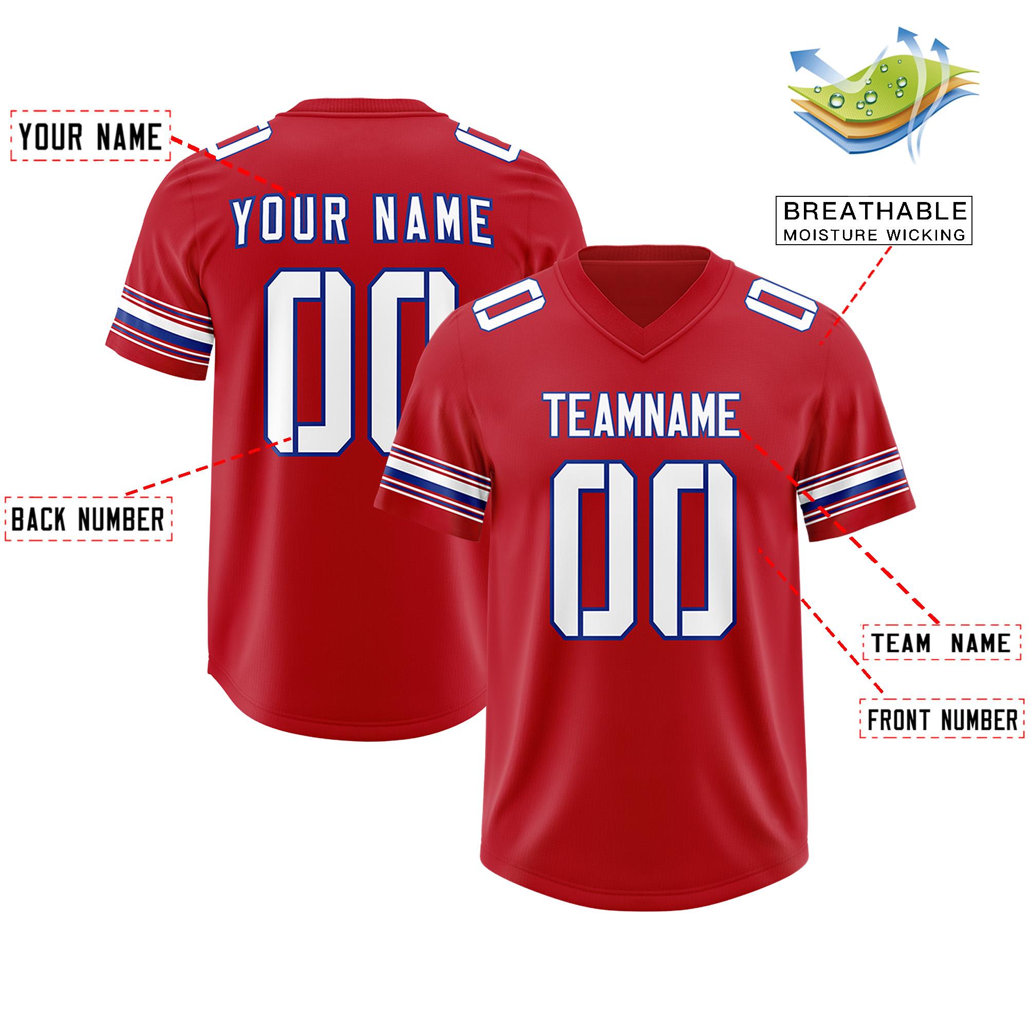 Custom Red White Retro Personalized Sleeve Line Authentic Football Jersey