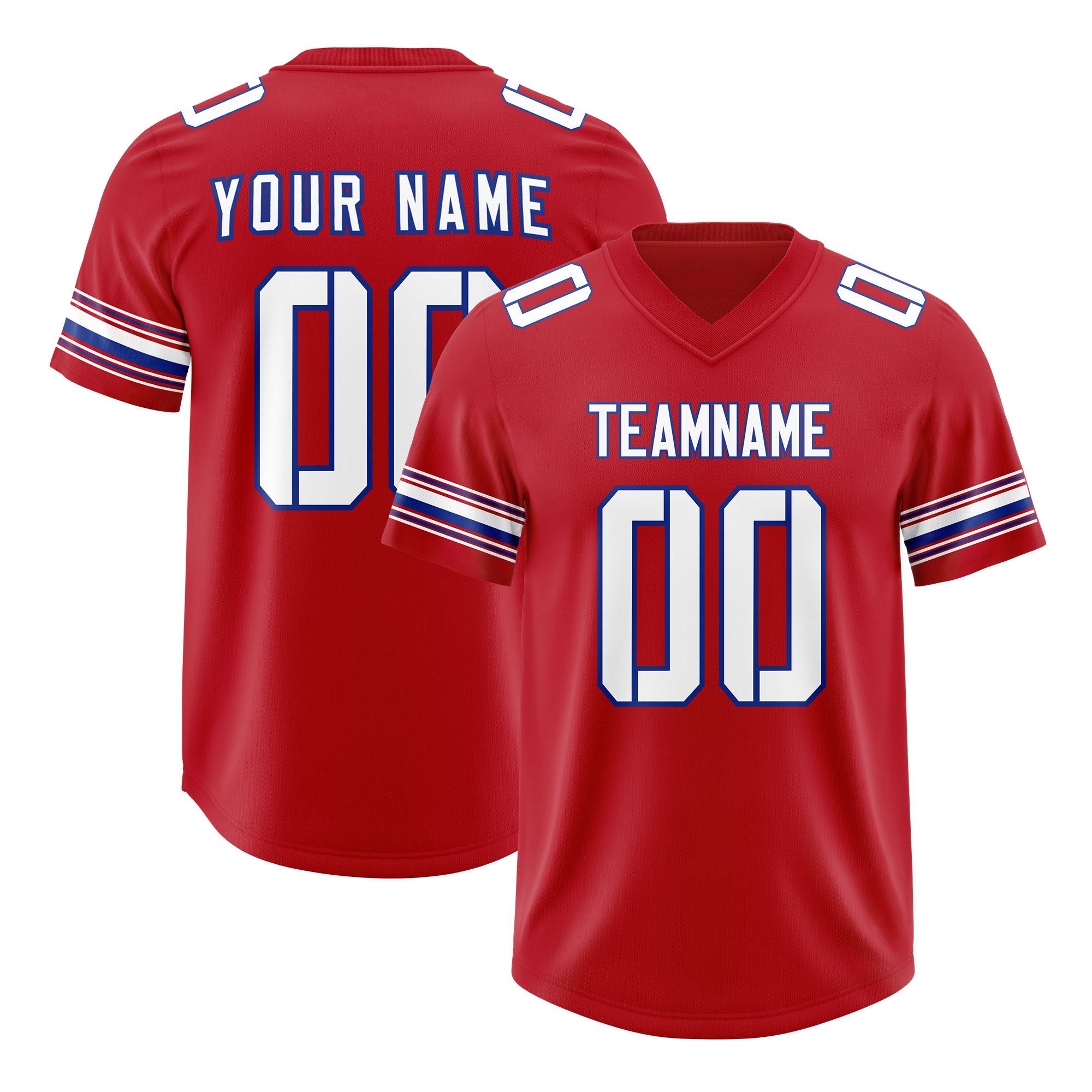 Custom Red White Retro Personalized Sleeve Line Authentic Football Jersey