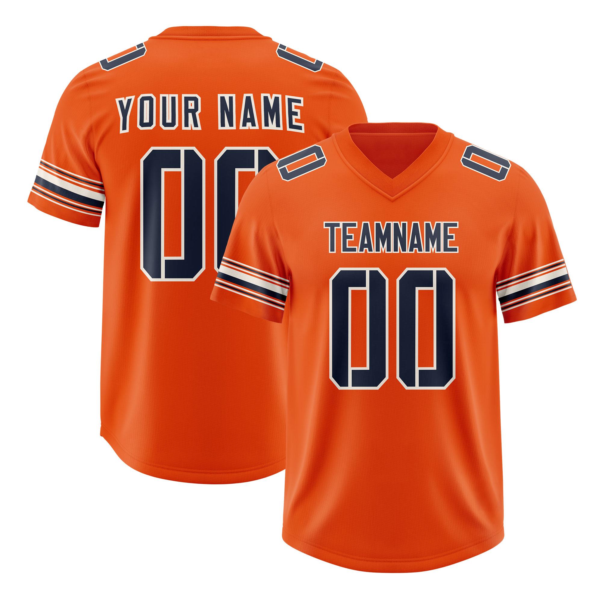 Custom Orange Navy Retro Personalized Sleeve Line Authentic Football Jersey