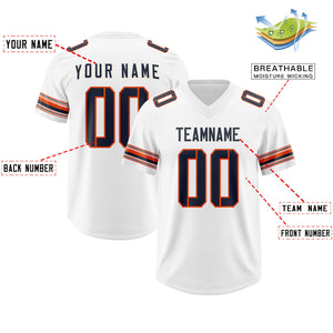 Custom White Navy Retro Personalized Sleeve Line Authentic Football Jersey