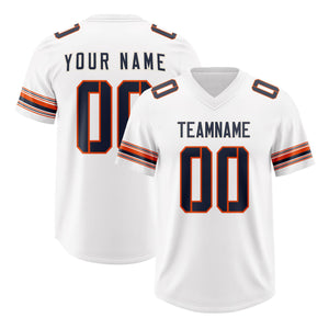 Custom White Navy Retro Personalized Sleeve Line Authentic Football Jersey