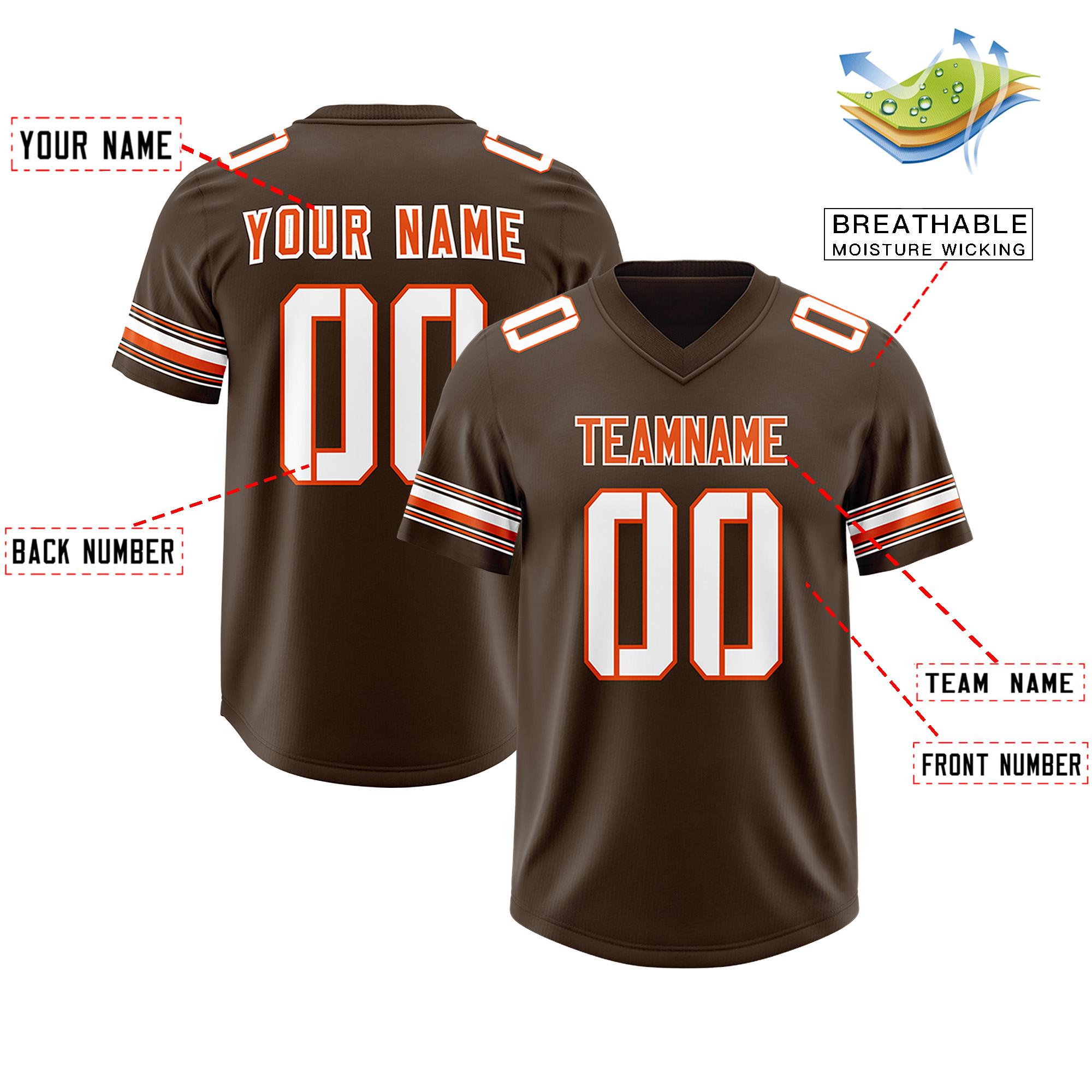 Custom Brown White Retro Personalized Sleeve Line Authentic Football Jersey