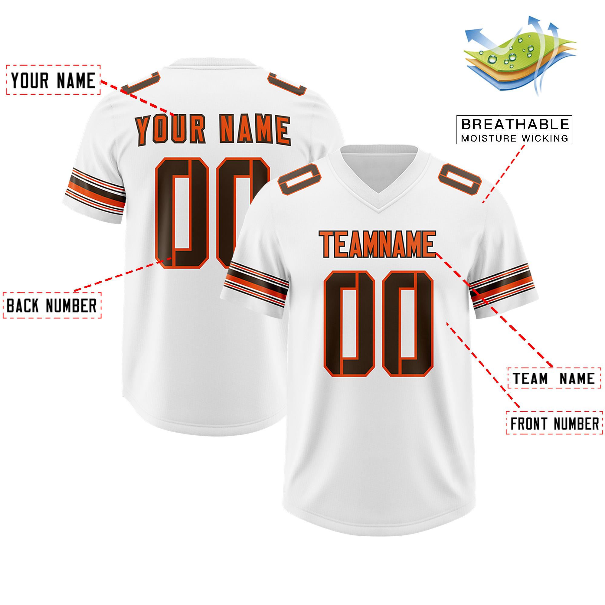 Custom White Brown Retro Personalized Sleeve Line Authentic Football Jersey