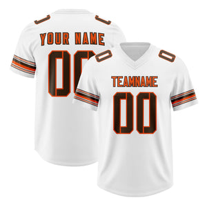 Custom White Brown Retro Personalized Sleeve Line Authentic Football Jersey