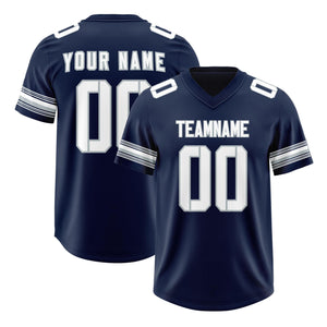 Custom Navy White Retro Personalized Sleeve Line Authentic Football Jersey