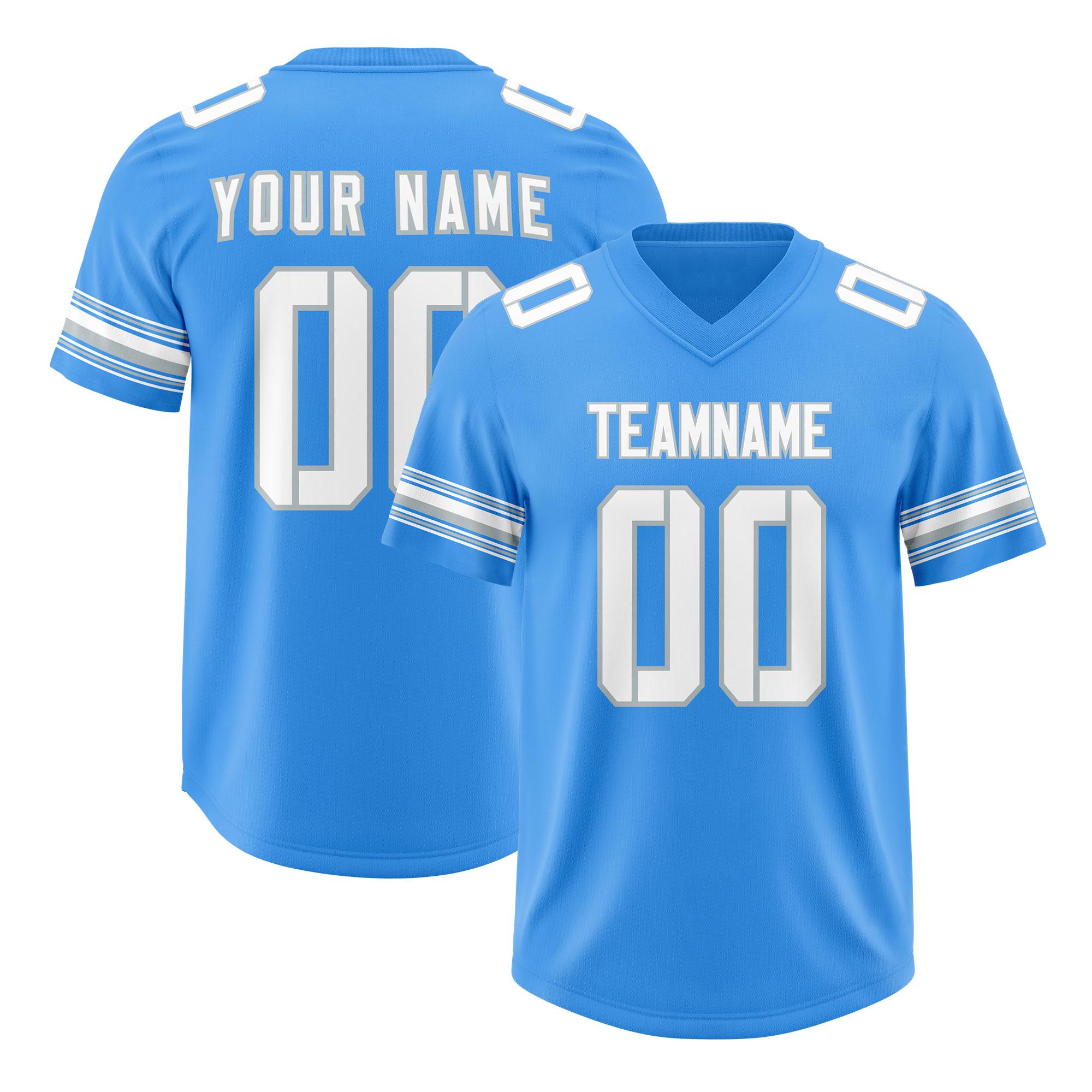 Custom Powder Blue White Retro Personalized Sleeve Line Authentic Football Jersey