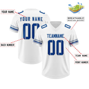 Custom White Royal Retro Personalized Sleeve Line Authentic Football Jersey