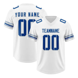 Custom White Royal Retro Personalized Sleeve Line Authentic Football Jersey